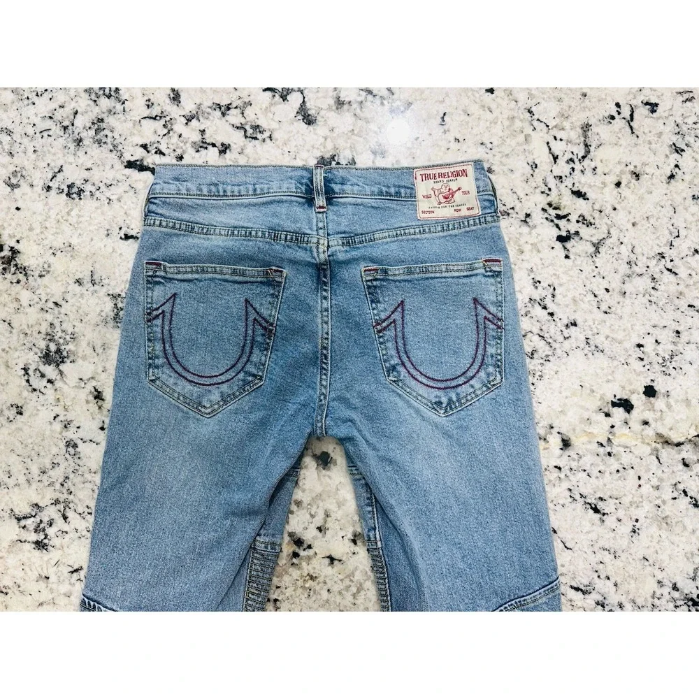 True Religion Rocco Moto Relaxed‎ Skinny Blue Denim Jeans (29x33) Urban Style